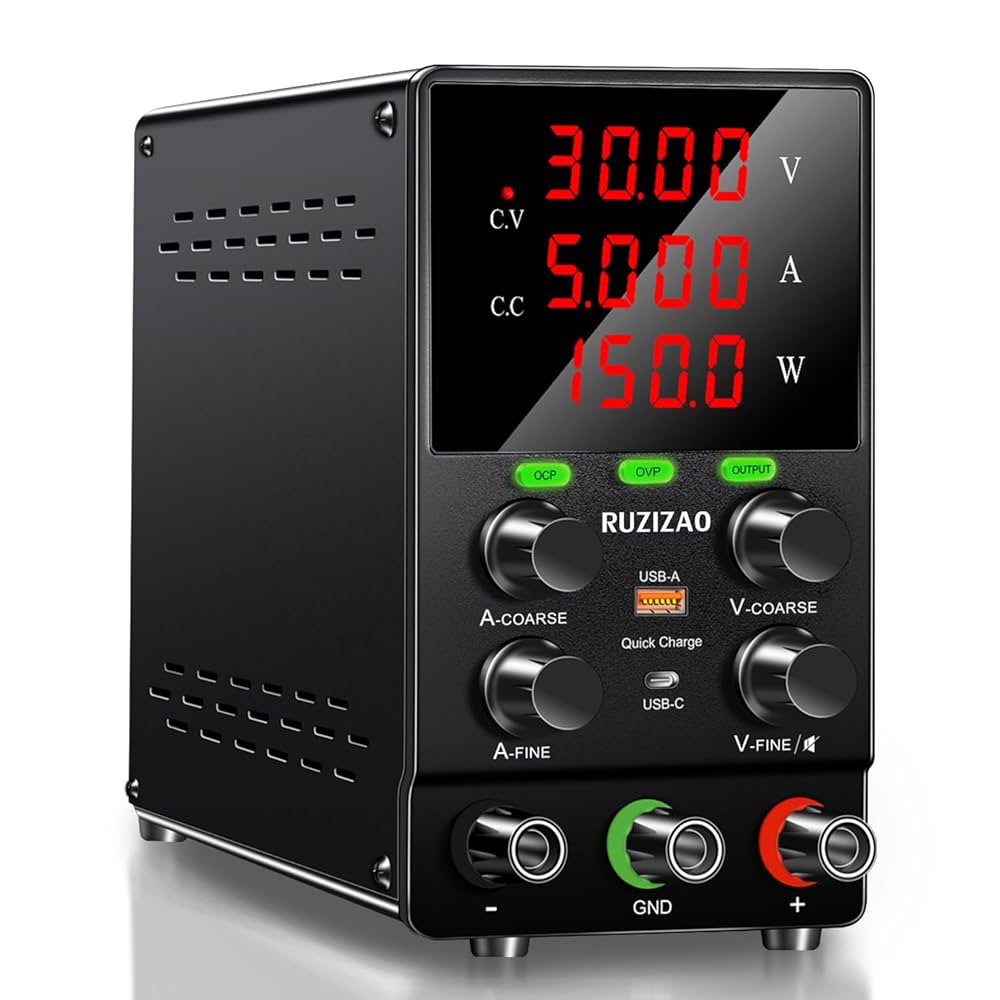 Amazon.co.jp: RUZIZAO 安定化電源 可変直流電源 0-30V 0-5A